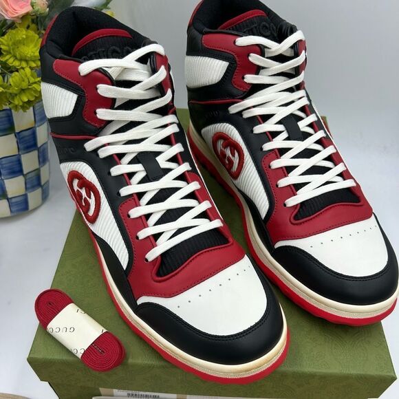 Men's Gucci Mac 80 high top leather sneakers size 13 made in Italy - Picture 1 of 11